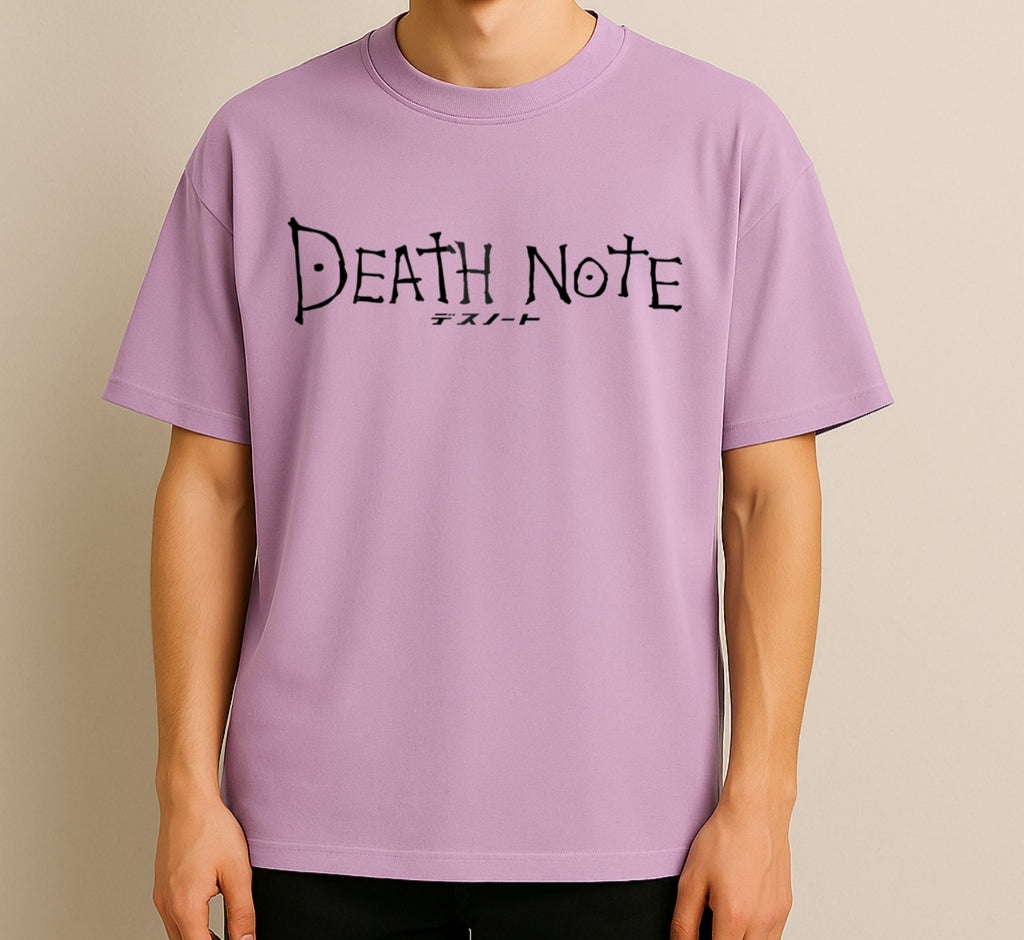 Premium Death Note French Terry Cotton T-Shirt | Lilac Purple Anime Graphic Tee | Soft & Breathable