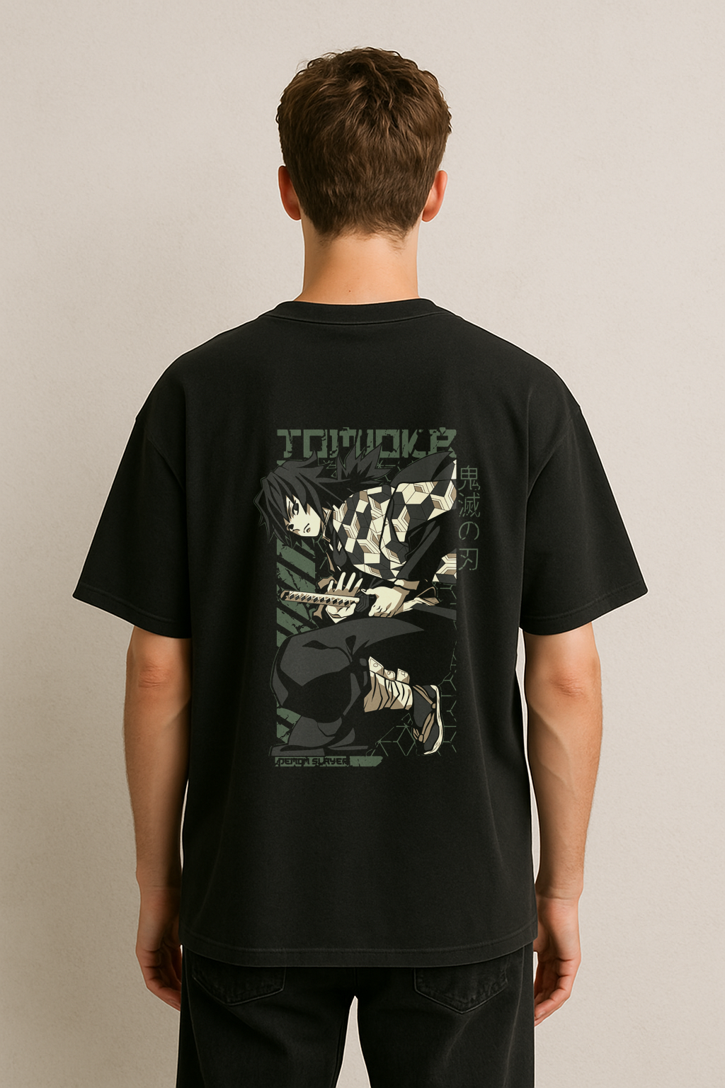 Anime Warrior Oversized T-Shirt – French Terry Cotton | Demon Slayer Edition